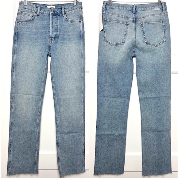 NWT BOYISH 90s Medium Wash Denim High Rise Straight Crop Raw Hem Relaxed Jean 26 - Picture 3 of 7